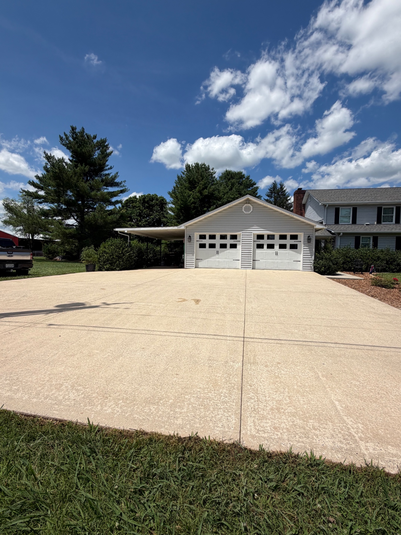 Clean residential driveway after pressure washing