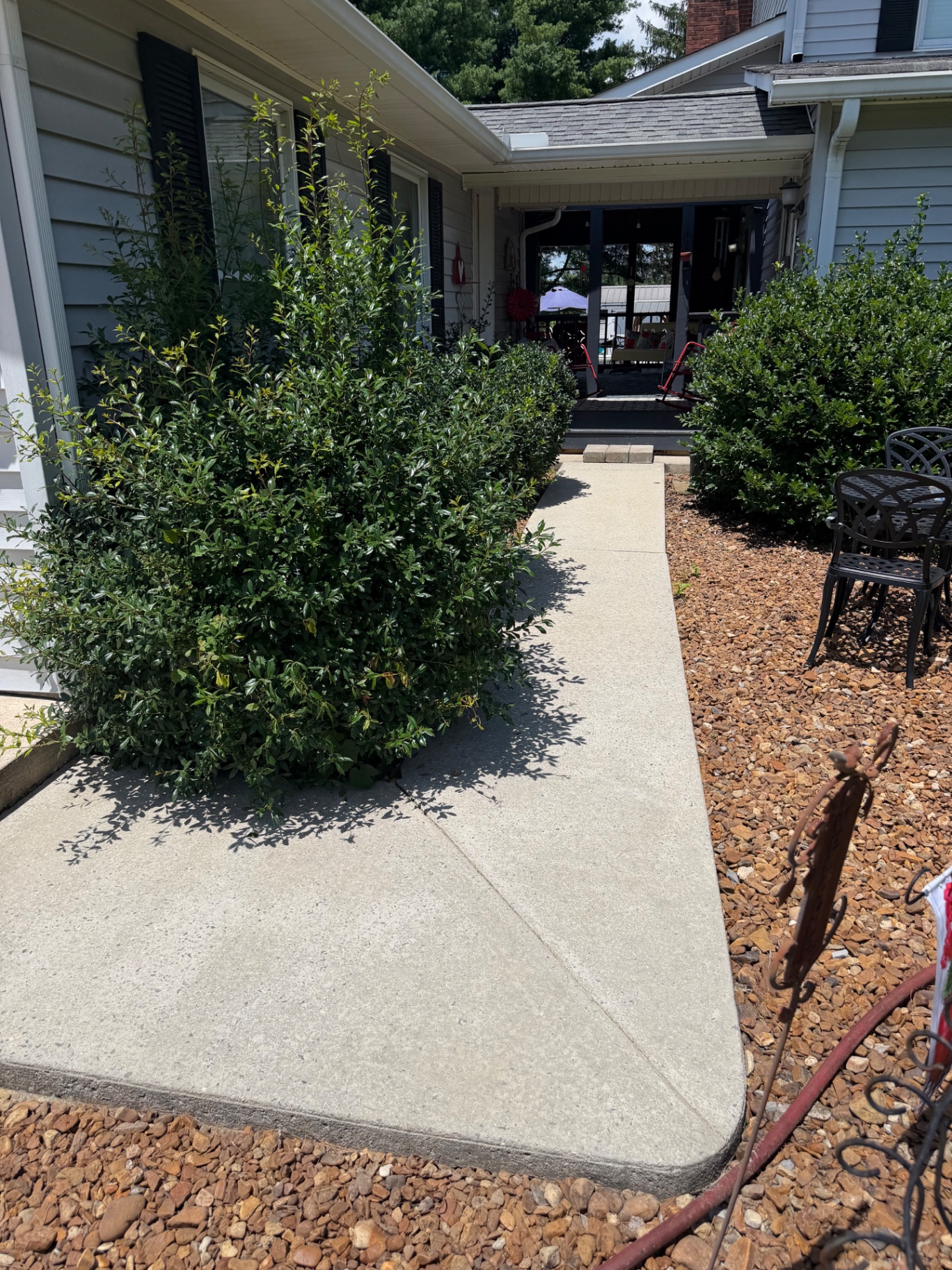 Clean sidewalk leading to a residential entry